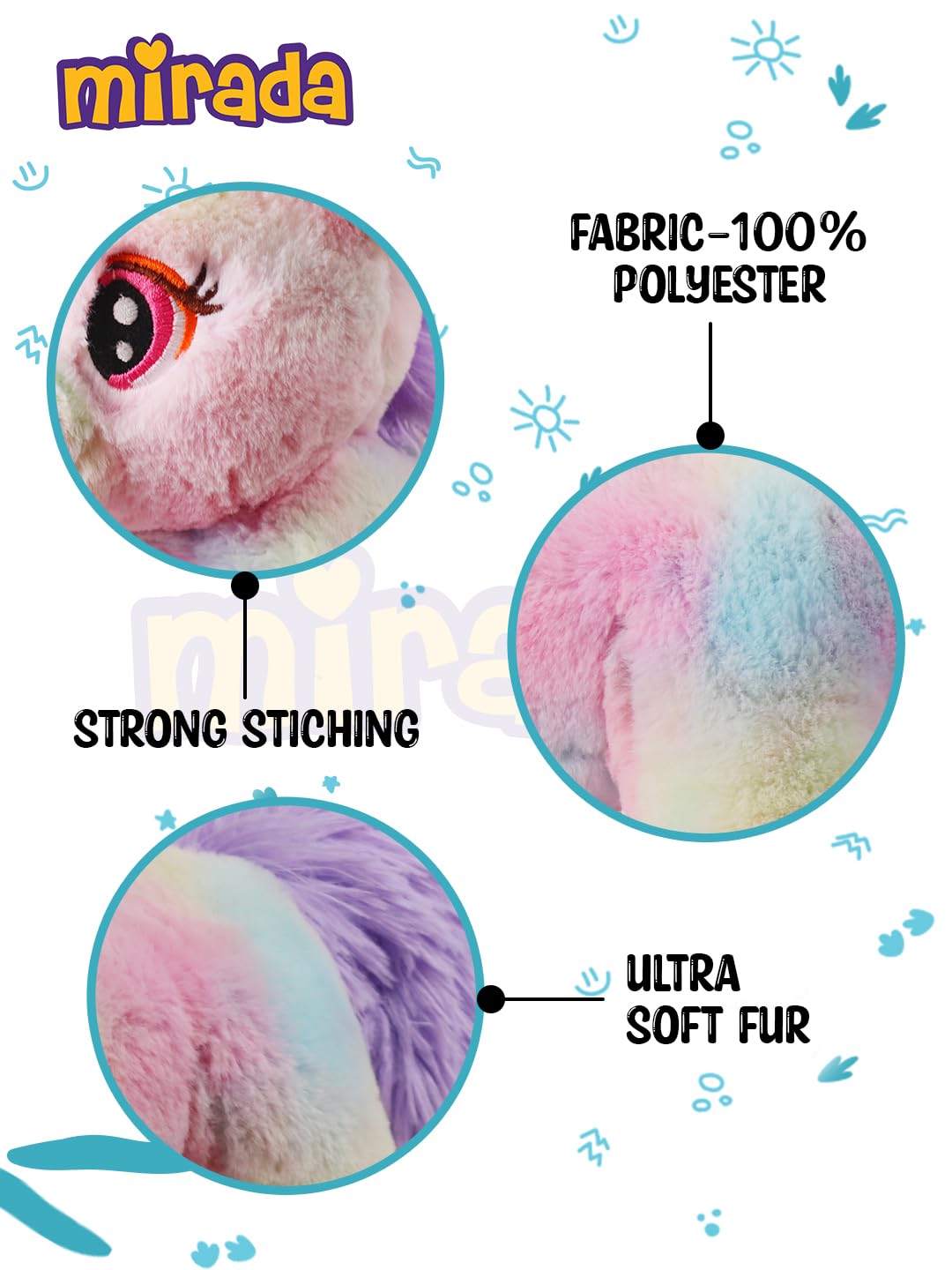 Mirada Standing Unicorn Toy - Multicolor – 32cm