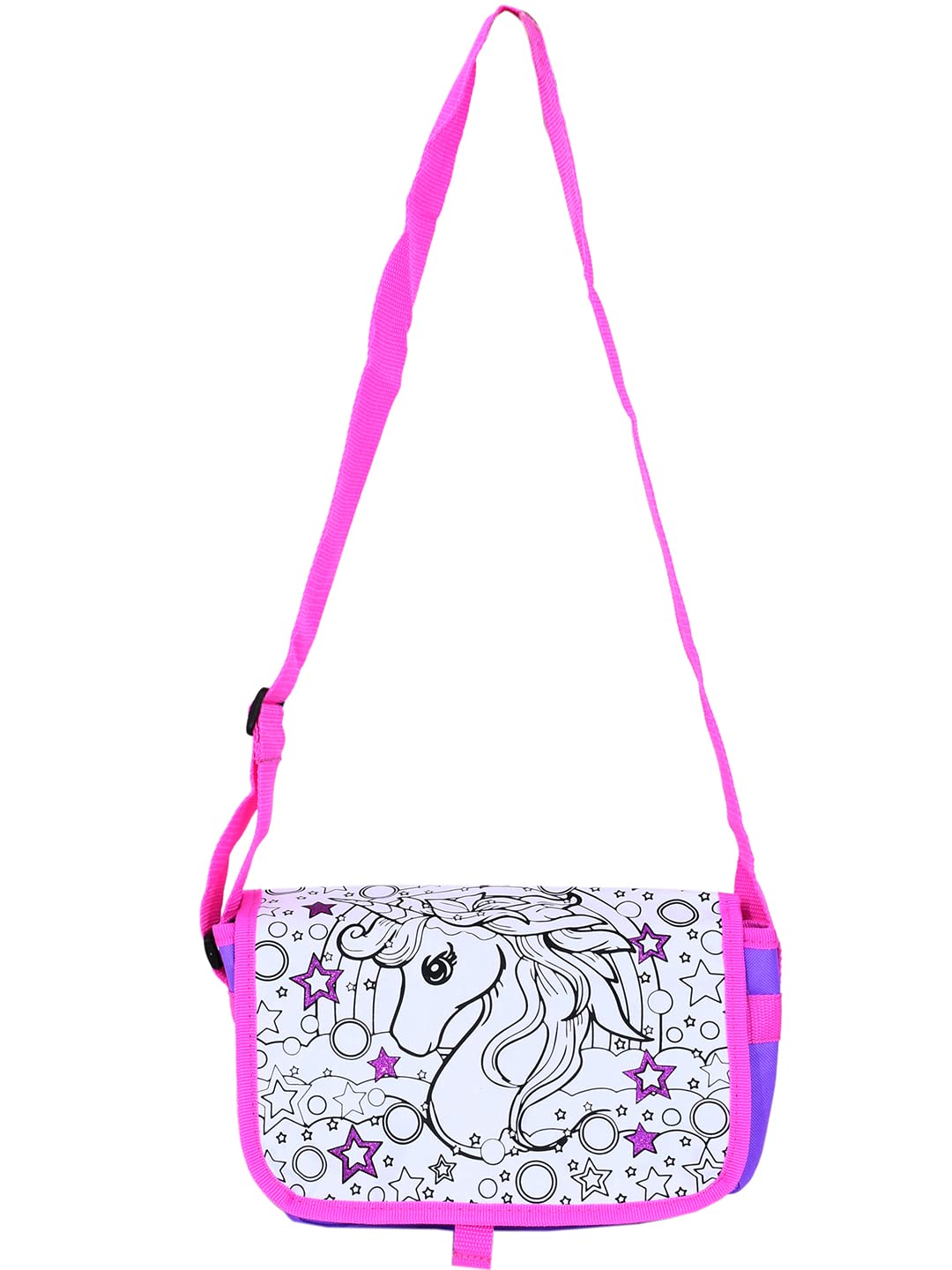 Mirada Polyester Unisex Color Your Own Unicorn Sling Bag, Multicolour