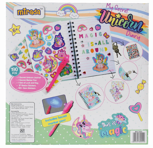 Mirada Art & Craft My Secret Unicorn Diary, Ideal Gift for Girls, 6+