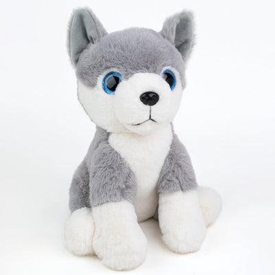 Mirada Glitter Eye Husky Dog Toy - Light Grey – 25cm
