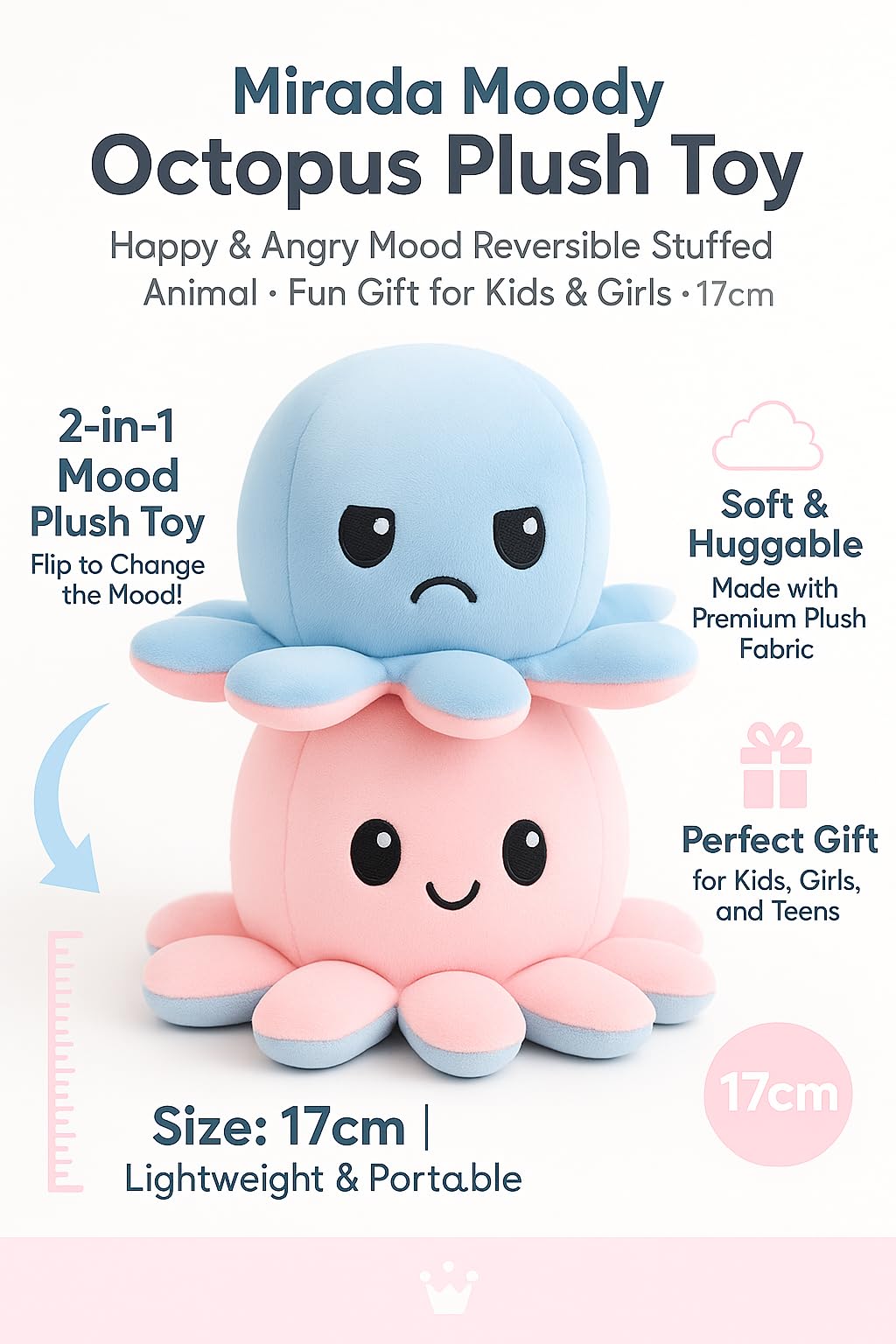 Mirada Reversible Octopus Toy – 17cm